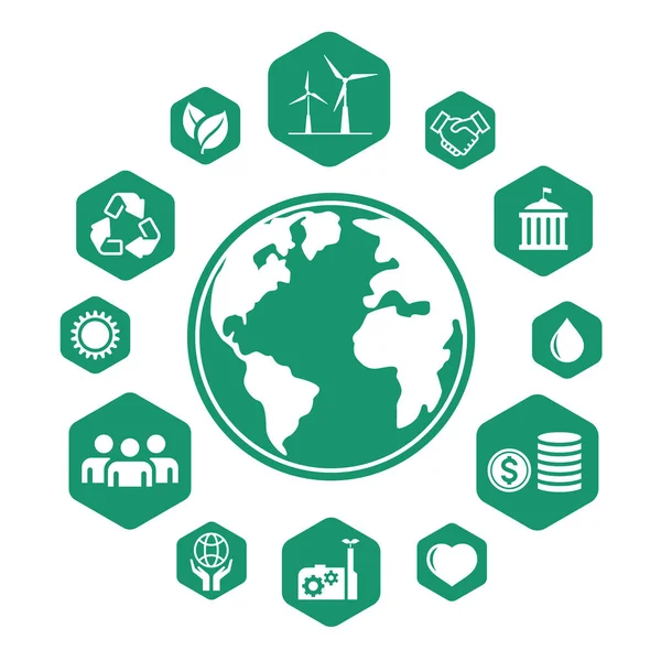 Milieu Social Governance Groen Pictogram Voor Bedrijven — Stockvector