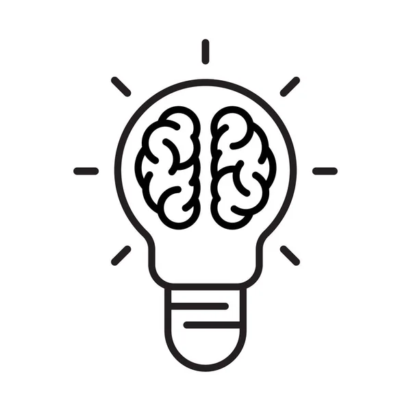 Ícone Cérebro Humano Dentro Uma Lâmpada Ilustração Design Simples Fundo — Vetor de Stock