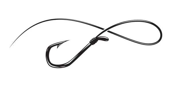 Нарисуйте Чёрный Крючок Изогнутую Линию Символ Рыболовного Инструмента — стоковый вектор