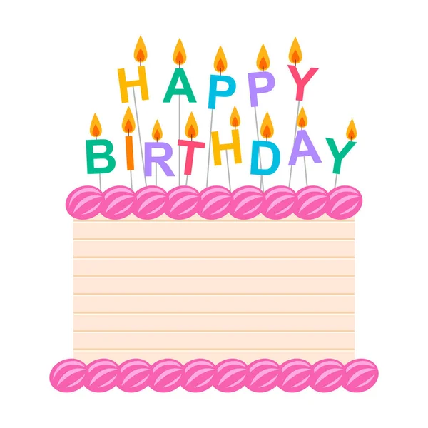 Birthday Cake Candles Cartoon Style Bakery Drawings White Background — Stock Vector