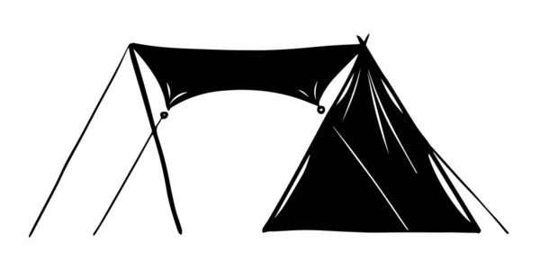 手绘黑色帐篷轮廓 白色背景插图 — 图库矢量图片