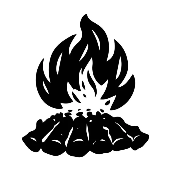 Vetor Preto Branco Desenho Animado Ilustração Fogo Ardente Com Madeira  imagem vetorial de yoyoyai© 658278488