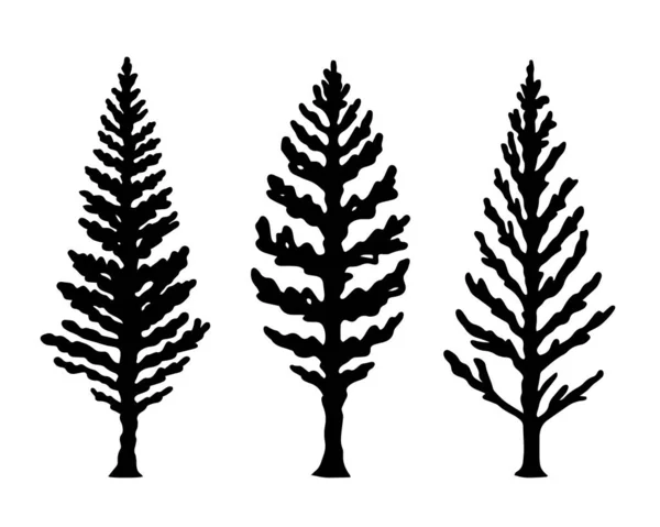 Black Tree Silhouette Vektor Sammlung Baum Zypressensilhouette Nadelholz Natur Vektor — Stockvektor