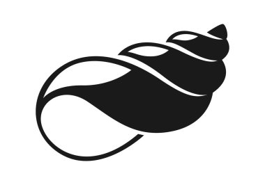 Siyah kabuklar çiziyor, beyaz arkaplanda deniz canlıları simgesi.