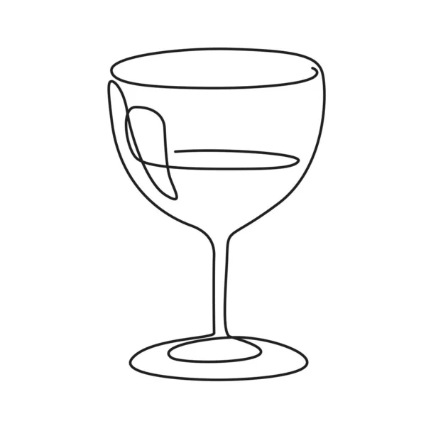 Wino Szkło Ciągły Rysunek Linii Ręcznie Rysowane Styl Drink Ilustracja — Wektor stockowy