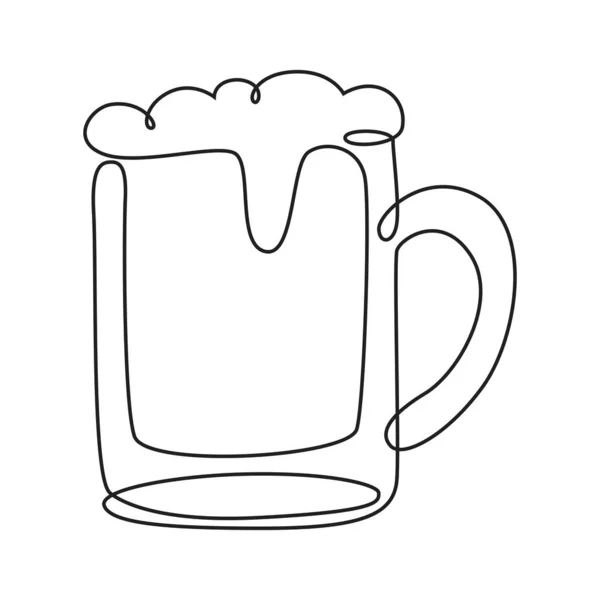 Пивний Скляний Безперервний Малюнок Лінії Намальований Рукою Стиль Напою Ілюстрація — стоковий вектор