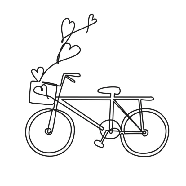 Αγάπη Ποδήλατο Συνεχή Γραμμή Σχέδιο Ζωγραφισμένα Στο Χέρι Στυλ Ποτό — Διανυσματικό Αρχείο