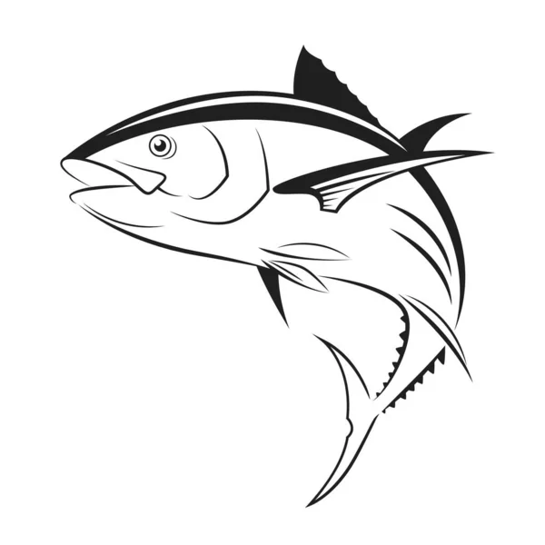 Vektorové Plavání Tuňáka Ilustrace Bílém Pozadí — Stockový vektor