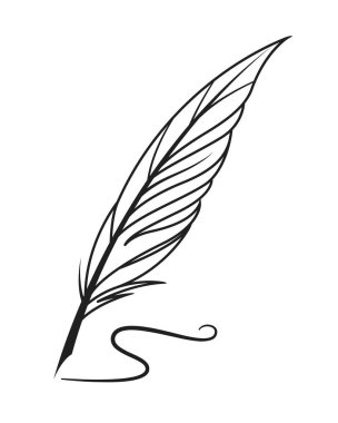 Tüy kalem kağıda not alır. antik yazma kalemi.