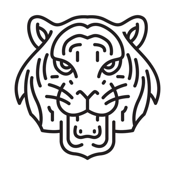 Tigre Icono Cara Dibujar Cabeza Animal Salvaje Con Líneas — Archivo Imágenes Vectoriales