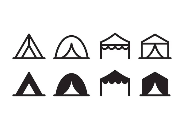 Çadır Simgesi Basit Tasarım Vektör Kampı Seyahati Ana Hatlar Siyah — Stok Vektör