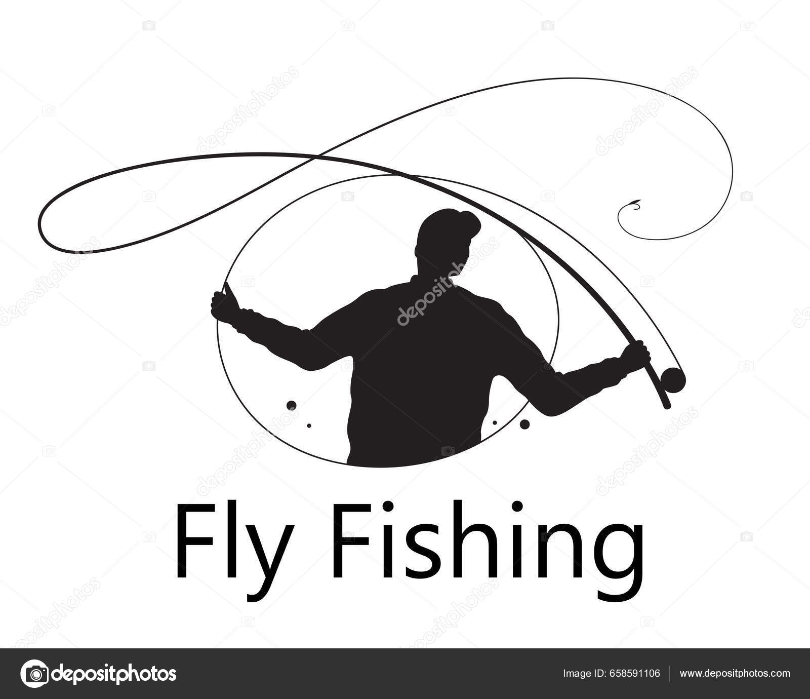 Drawing Man Throwing Fly Fishing Rod Outdoor Activities Black Silhouette  Stock Vector by ©yoyoyai 658591106