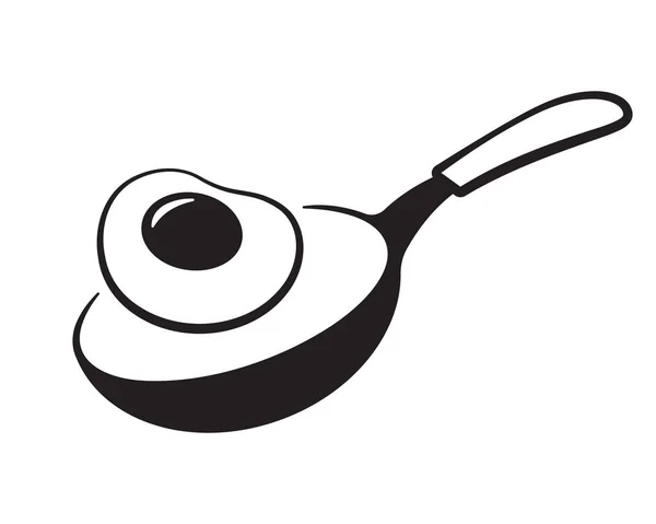 Oeuf Poêlé Cuisiner Dans Une Casserole Logo Pour Restaurant Vecteur — Image vectorielle