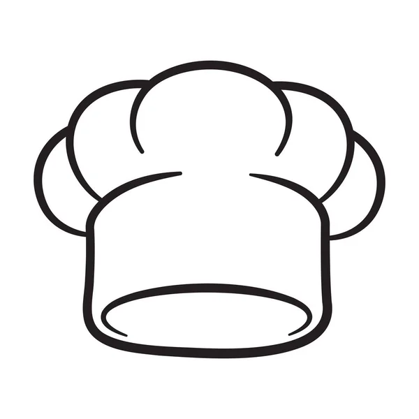 Kochmützenzeichnung Cartoon Stil Kochsymbol Schwarze Linien Auf Weißem Hintergrund — Stockvektor