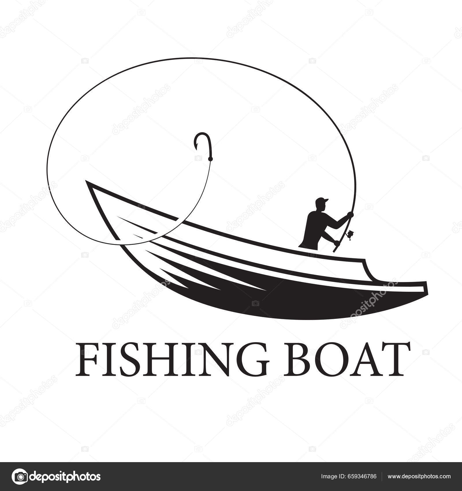 Drawing Fisherman Boat Fishing Boat Logo Fishing Event Symbol