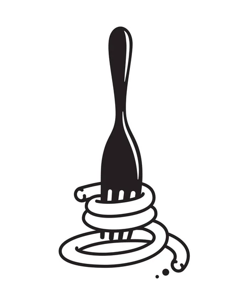Dessin Fourchette Spaghetti Vecteur Symboles Alimentaires Italiens — Image vectorielle