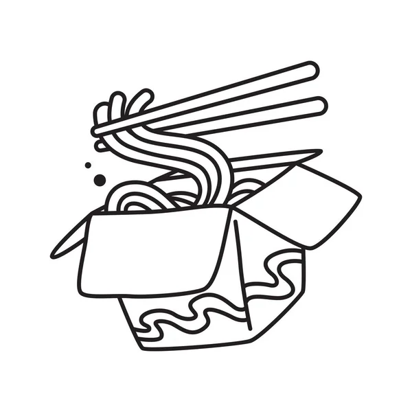 杯面标志 中国食品绘画 亚洲食品符号 — 图库矢量图片