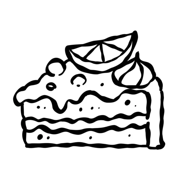 Dessin Gâteau Fruits Icône Décoration Carte Voeux — Image vectorielle