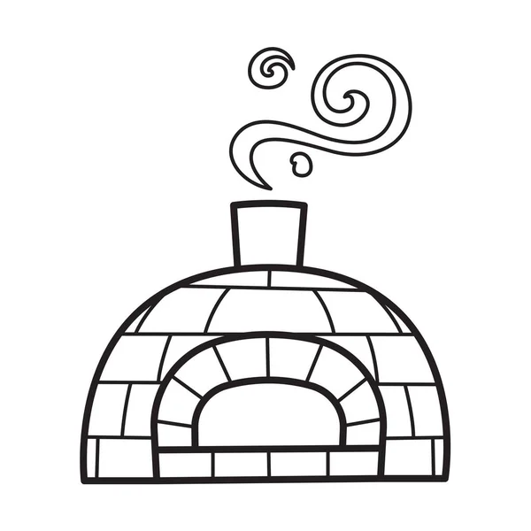 Antieke Pizza Oven Tekening Leuke Cartoon Stijl Illustratie — Stockvector