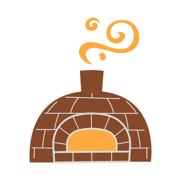 Antique Pizza Oven Drawing Cute Cartoon Style Illustration — Stock Vector
