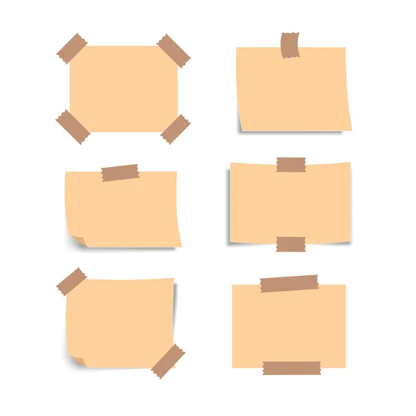 正方形のノートパッド 白い背景の付箋のセット — ストックベクタ