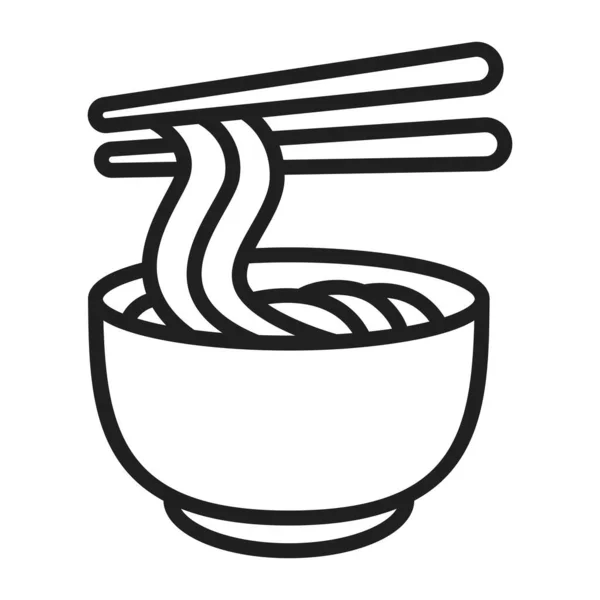 Drawing Chopsticks Picking Noodles Asian Food Symbols Стоковая Иллюстрация