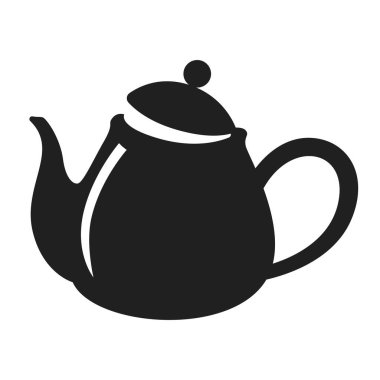 Black teapot drawing, beverage symbol, kitchenware illustration