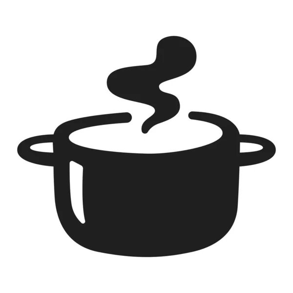 Vector Black Soup Pot Kitchen Utensils Drawing White Background Стоковая Иллюстрация