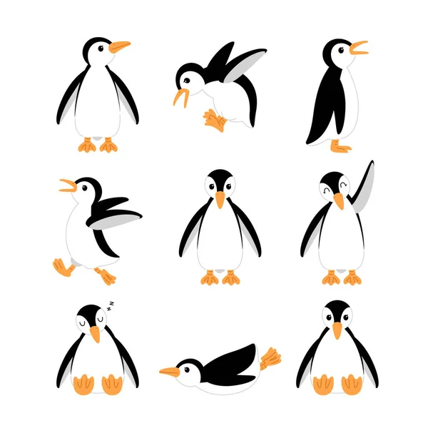 Милый Вектор Мультфильмов Пингвинах Стоковая Иллюстрация