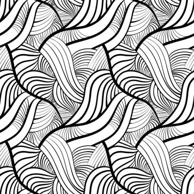 Soyut çizgileri, yaratıcı geometrisi, beyaz ve siyah renkleri olan kusursuz vektör deseni