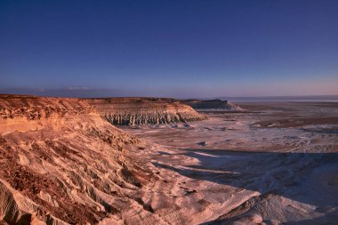 On the Ustyurt Plateau.Uplands of the Ustyurt plateau.Desert and plateau Ustyurt or Ustyurt plateau is located in the west of Central Asia, particulor in Kazakhstan, Turkmenistan and Uzbekistan. clipart