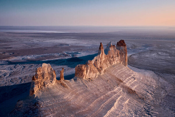 On the Ustyurt Plateau.Uplands of the Ustyurt plateau.Desert and plateau Ustyurt or Ustyurt plateau is located in the west of Central Asia, particulor in Kazakhstan, Turkmenistan and Uzbekistan.
