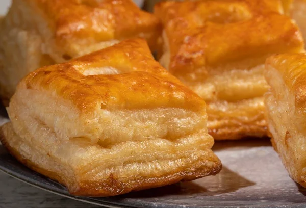 Mielitos Hojaldres Astorga Puff Pastry Cakes Dipped Honey Syrup Typical — стоковое фото