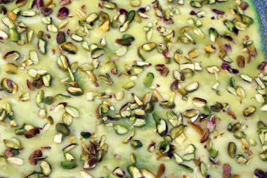 Taze fıstık ekmeği ve makarna manzarasını kapatın.