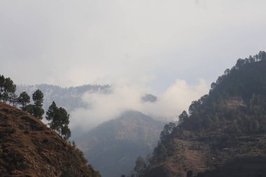 Sabahları sıradağların manzarası. Dağlardaki yaz doğası kavramı.