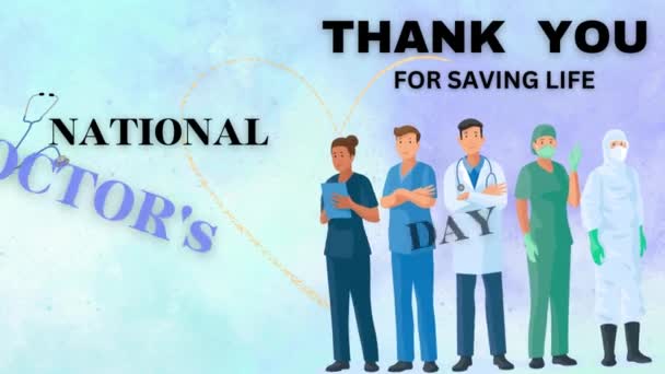 Національний День Лікаря Анімація Відео Плакат — стокове відео