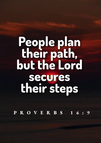 英語聖書箇所 人々は自分の道を計画しますが 主は自分の道を確保します箴言16 ストック画像