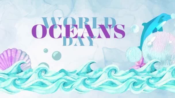 Światowe Oceany Dzień Animacji Wideo — Wideo stockowe