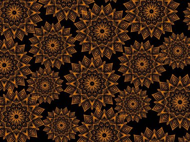 Siyah arkaplanlı Lüks Mandala Tasarımı 'nın çekici görünümü