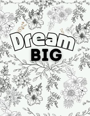 Gri arkaplanda beyaz çiçekli büyük bir metin hayal et.