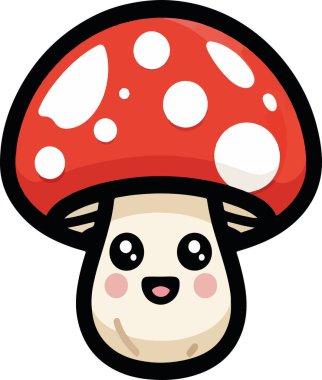 Beyaz arkaplanda şirin mantar, illüstrasyon, vektör.