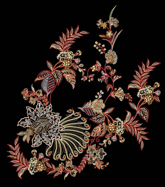 Uma Ilustração Floral Bordado Para Estampa Vestuário — Fotografia de Stock