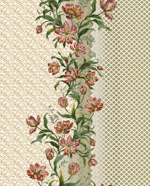 Krásný Abstraktní Květinový Design Barevnými Módními Květinami Listy Pro Oděvní — Stock fotografie