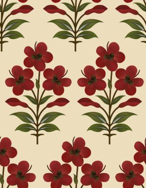 Renkli çiçekleri ve giyim tasarımları için yaprakları olan soyut, güzel bir çiçek tasarımı..  