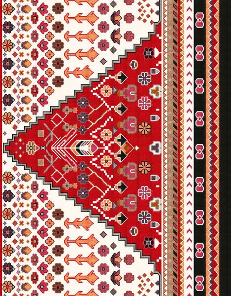 아름다운 추상적 꽃무늬와 유행하는 디자인을 카펫에 환상적 꽃무늬 무늬가 손으로 — 스톡 사진