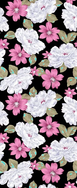 아름다운 추상적 꽃무늬에 유행하는 디자인의 환상적 꽃무늬 무늬가 손으로 — 스톡 사진