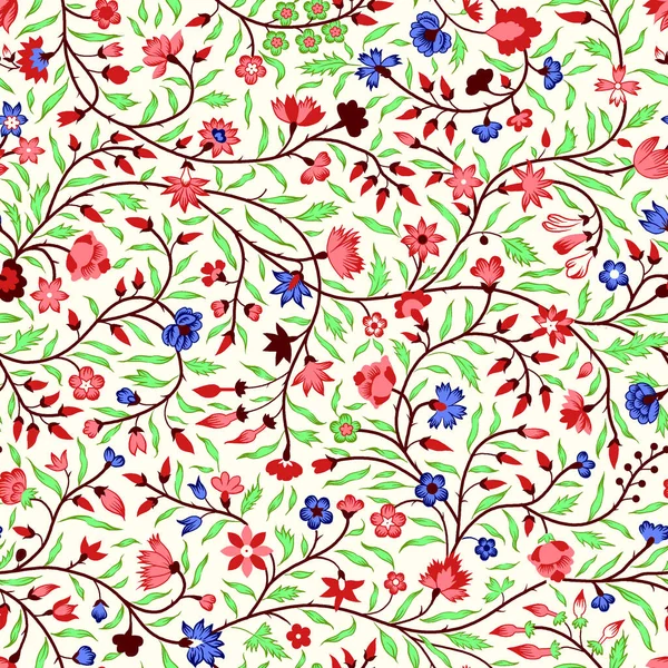 Красивый Цветочный Дизайн Красивыми Трехцветными Цветами Листьями Дизайна Бесшовный Узор — стоковое фото