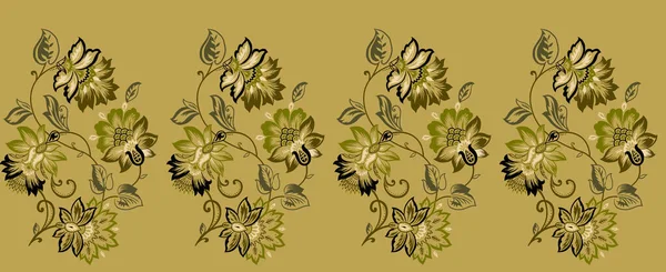 Vacker Abstrakt Blommig Design Med Färgglada Trendiga Blommor Och Blad — Stockfoto