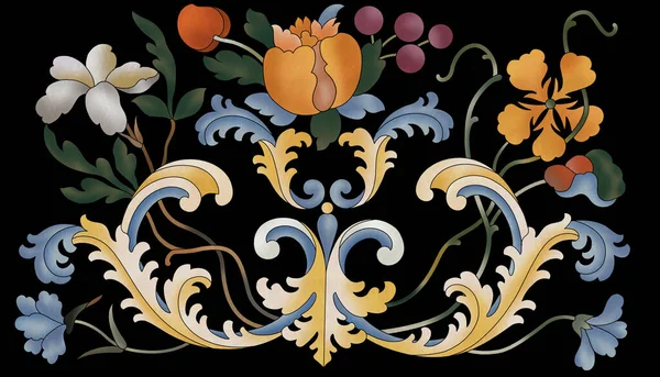 Smukt Abstrakt Blomsterdesign Med Farverige Trendy Blomster Blade Til Tøjdesign - Stock-foto