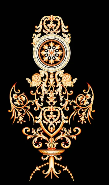 Piękny Abstrakcyjny Barokowy Design Kolorowymi Modnymi Kwiatami Liśćmi Projektowania Odzieży — Zdjęcie stockowe
